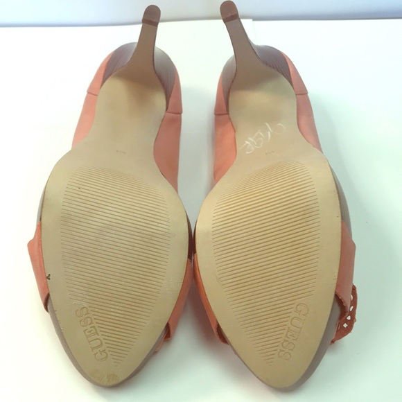 NWT Guess Peach Peep Toe Platform Heels, Sz 9 - Picture 5 of 5